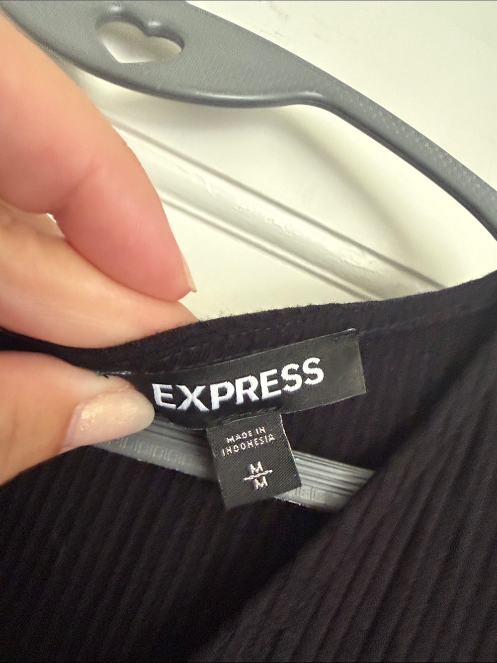 Express Black Ribbed Top - Picture 2 of 4